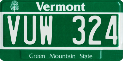 VT license plate VUW324