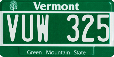 VT license plate VUW325