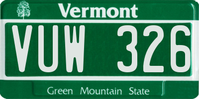 VT license plate VUW326