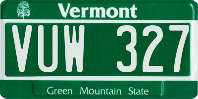 VT license plate VUW327