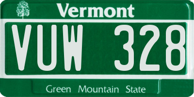 VT license plate VUW328