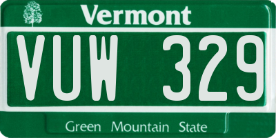 VT license plate VUW329
