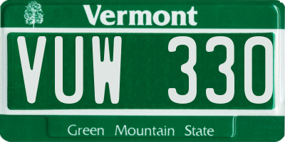 VT license plate VUW330