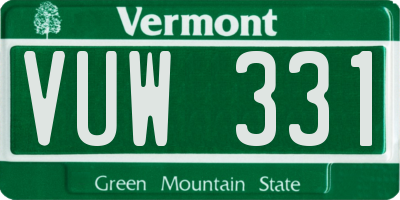 VT license plate VUW331
