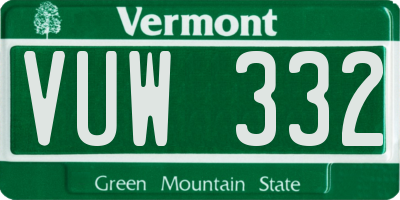 VT license plate VUW332