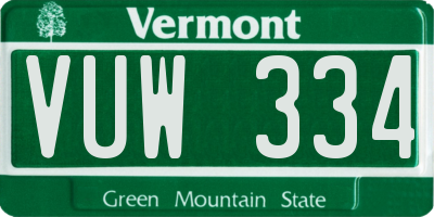 VT license plate VUW334
