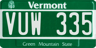 VT license plate VUW335