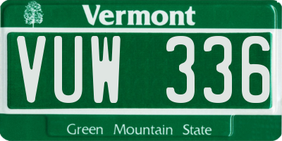 VT license plate VUW336