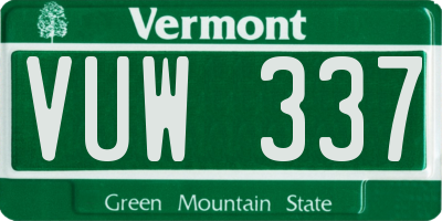 VT license plate VUW337
