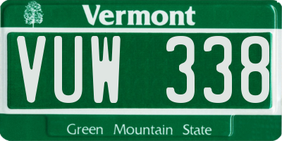 VT license plate VUW338