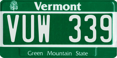 VT license plate VUW339
