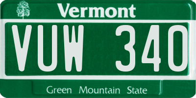 VT license plate VUW340