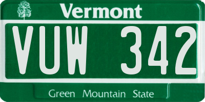VT license plate VUW342