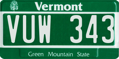 VT license plate VUW343