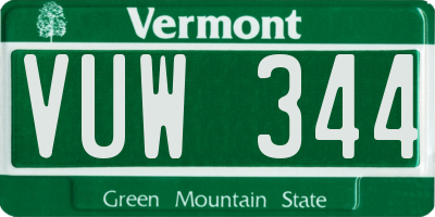 VT license plate VUW344