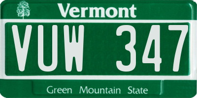 VT license plate VUW347