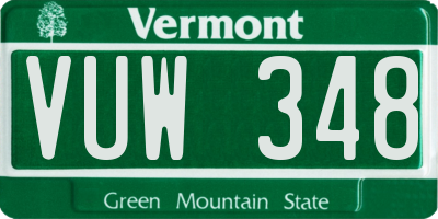 VT license plate VUW348