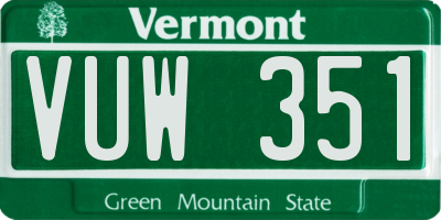 VT license plate VUW351