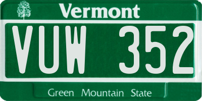 VT license plate VUW352