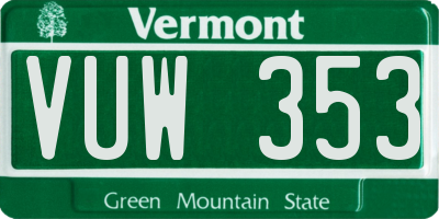 VT license plate VUW353