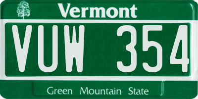 VT license plate VUW354