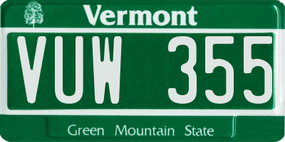 VT license plate VUW355