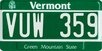 VT license plate VUW359