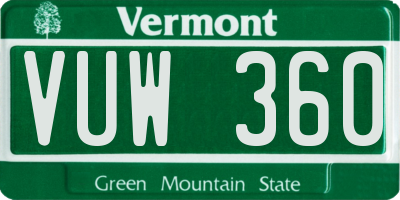 VT license plate VUW360