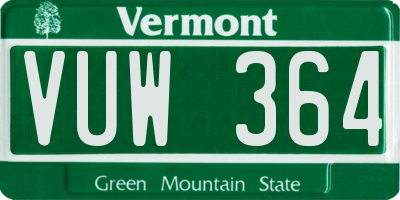 VT license plate VUW364