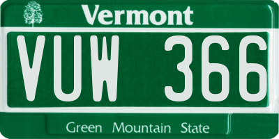 VT license plate VUW366