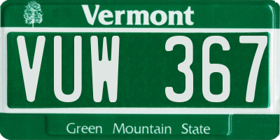 VT license plate VUW367