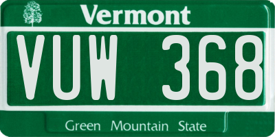 VT license plate VUW368