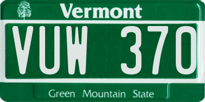 VT license plate VUW370
