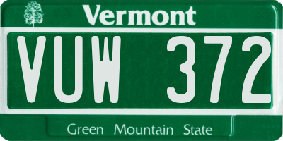 VT license plate VUW372