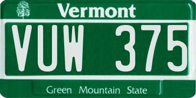 VT license plate VUW375
