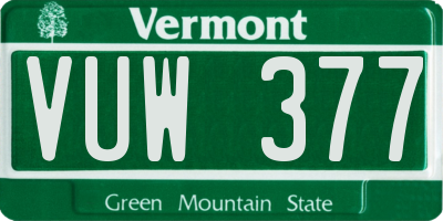 VT license plate VUW377