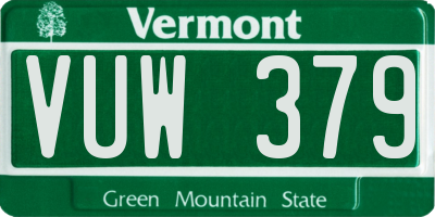 VT license plate VUW379
