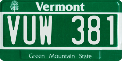 VT license plate VUW381