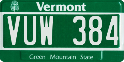 VT license plate VUW384