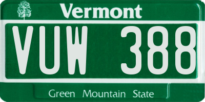 VT license plate VUW388