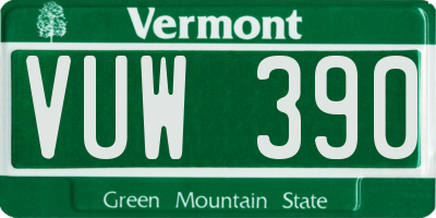VT license plate VUW390