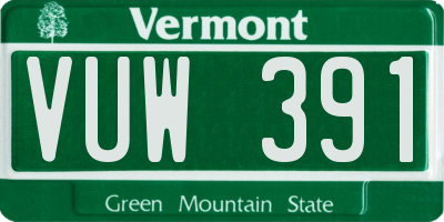 VT license plate VUW391