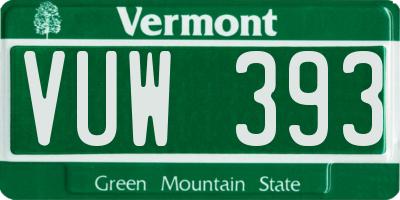 VT license plate VUW393