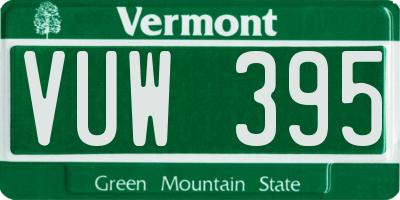 VT license plate VUW395