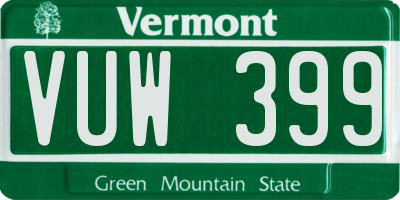 VT license plate VUW399