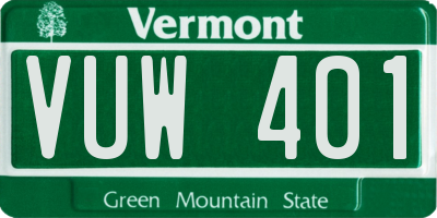 VT license plate VUW401