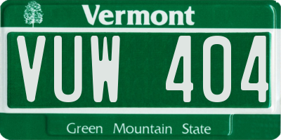 VT license plate VUW404