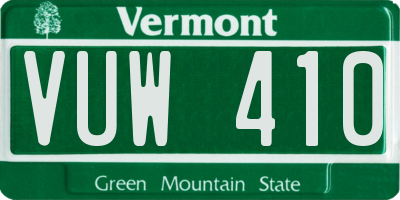 VT license plate VUW410