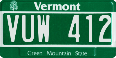 VT license plate VUW412