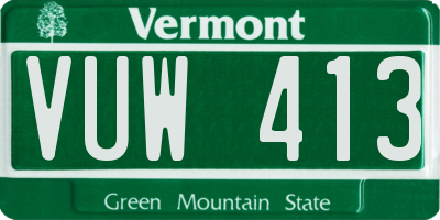 VT license plate VUW413